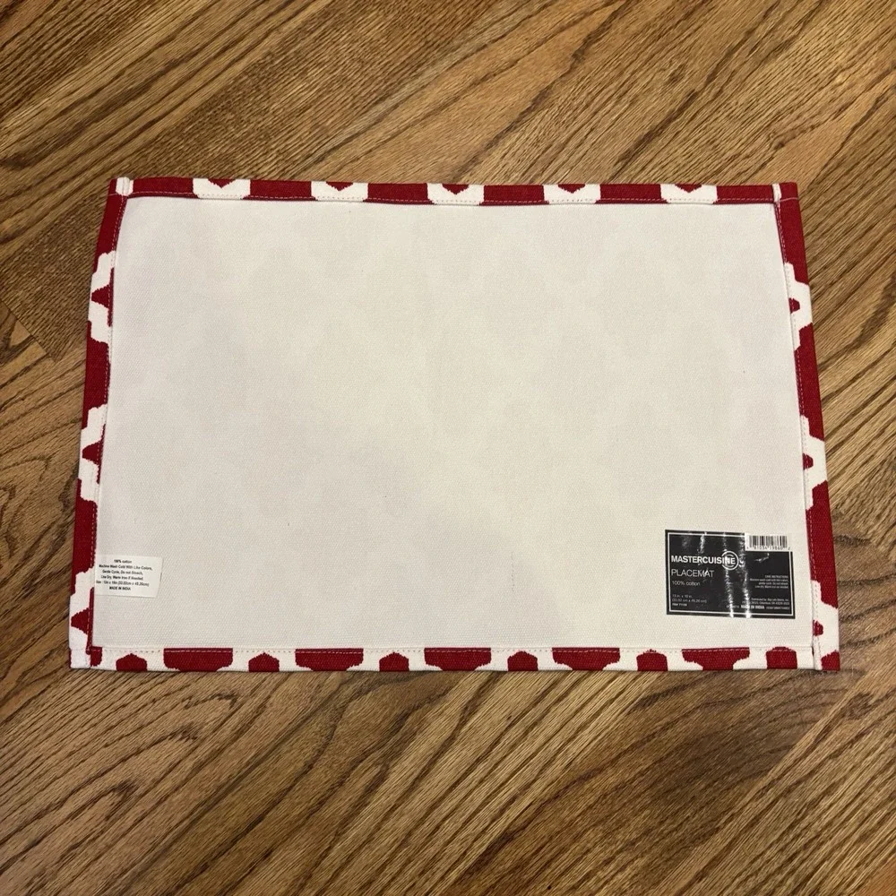 Mastercuisine Red‎ & White Trellis Placemats Set of 4 Cotton 13x19 Kitchen
